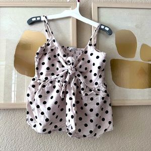Polka dots front knot strap top